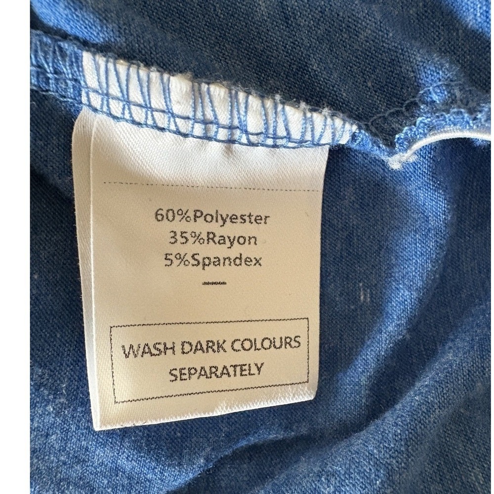 Womens Blue V-Neck Ruched Side Short Sleeve T-Shirt Size M Relaxed Fit Tee - Picture 4 of 4